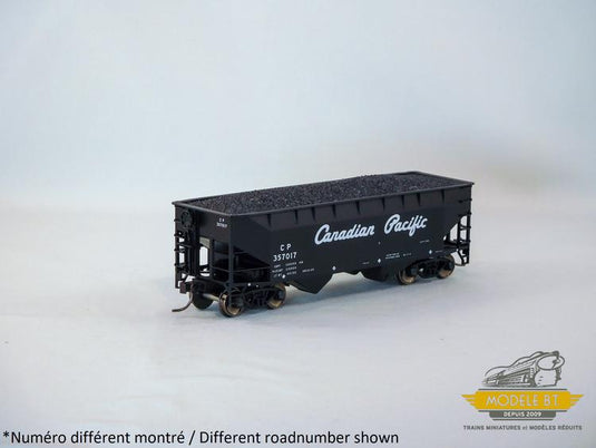 Atlas Trainman 2-Bay Offset-Side Hopper with Flat Ends - Canadian Pacific #357093 (black, white, Script Lettering)