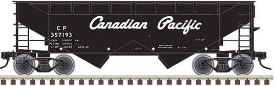 Atlas Trainman 2-Bay Offset-Side Hopper with Flat Ends - Canadian Pacific #357093 (black, white, Script Lettering)