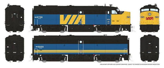 Rapido Trains HO MLW FPA-2u & FPB-2u: VIA Rail : #6758 & 6858 w/ DCC & Sound ESU LokSound