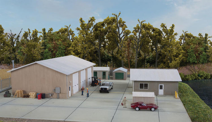 Walthers Cornerstone Vehicle Maintenance Facility -- Kit - Set of five buildings