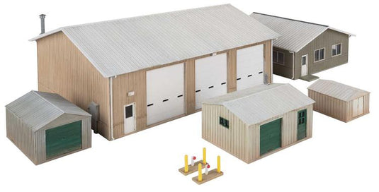 Walthers Cornerstone Vehicle Maintenance Facility -- Kit - Set of five buildings