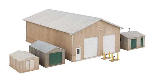 Walthers Cornerstone Pole Barn and Sheds -- Kit - Set of Four Buildings