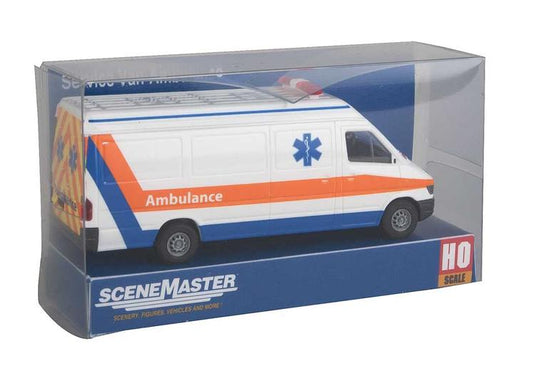 Walthers SceneMaster Service Van - Ambulance (white, orange, blue)