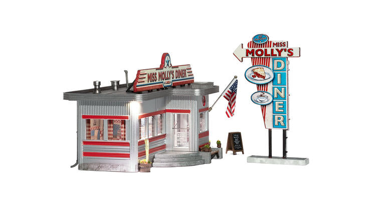 Chargez l&#39;image dans la visionneuse de la galerie, Woodland Scenics Miss Molly&#39;s Diner - Built-&amp;-Ready Landmark Structures(R) -- Assembled
