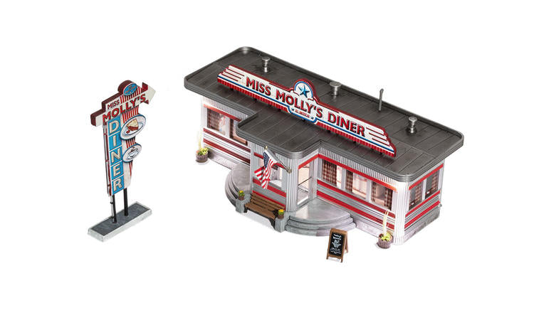 Chargez l&#39;image dans la visionneuse de la galerie, Woodland Scenics Miss Molly&#39;s Diner - Built-&amp;-Ready Landmark Structures(R) -- Assembled
