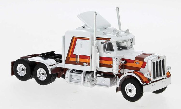 Brekina HO 1975 Peterbilt 359 Sleeper-Cab Tractor - White, Brown