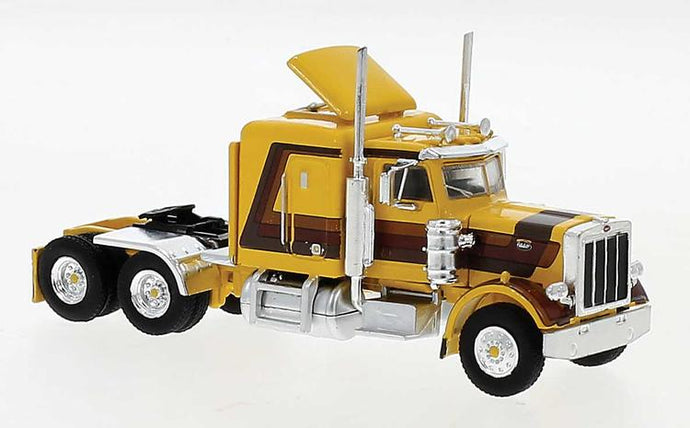 Brekina HO 1976 Peterbilt 359 Sleeper-Cab Tractor - Yellow, Brown