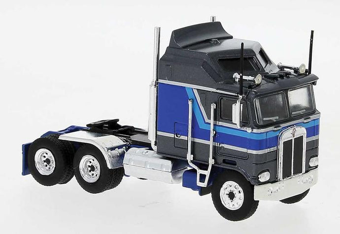 Brekina HO Kenworth K100 Aerodyne Sleeper-Cab Semi - Black, Blue