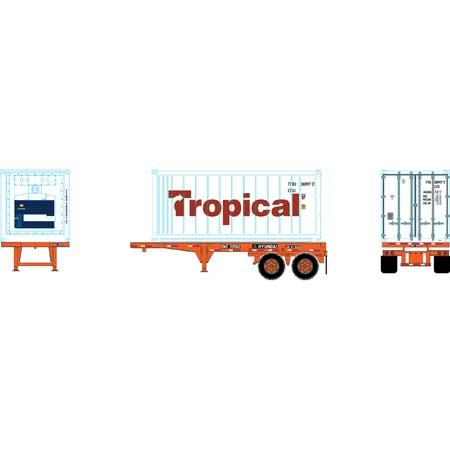 Athearn HO RTR 20' Chassis w/ Reefer Container, Tropical