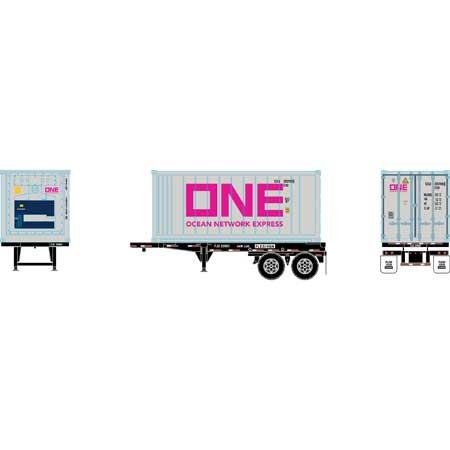 Athearn HO RTR 20' Chassis w/ Reefer Container, ONE