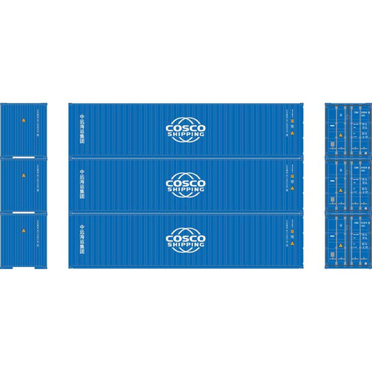 Athearn HO RTR 40' Corrugated HC Container, Cosco #2 (3)