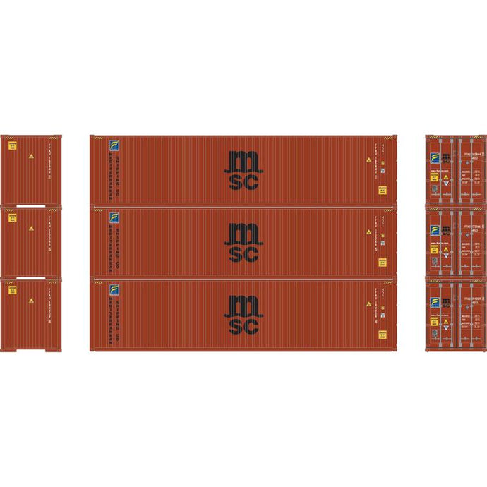 Athearn HO RTR 40' Corrugated HC Containr,MSC/Florens #1 (3)