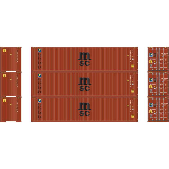 Athearn HO RTR 40' Corrugated HC Containr,MSC/Florens #2 (3)