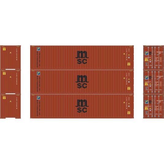 Athearn HO RTR 40' Corrugated HC Containr,MSC/Florens #2 (3)