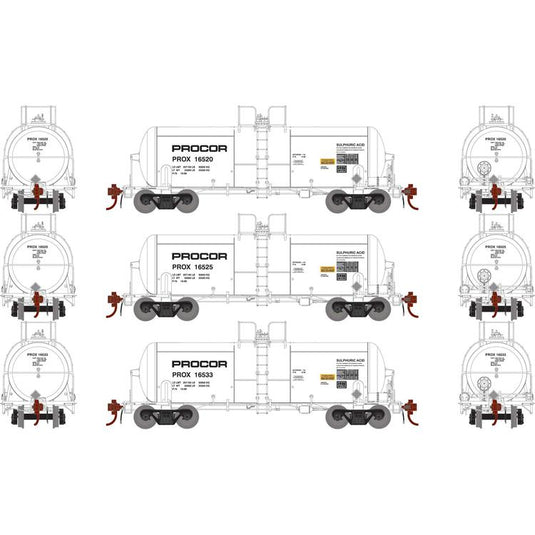 Athearn Genesis HO 13,600 Gallon Acid Tank, Procor (3)
