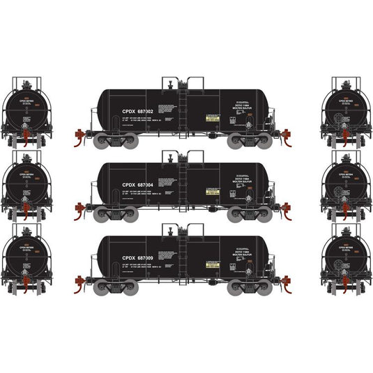 Athearn Genesis HO 13,600-Gallon Acid Tank, Chevron (3)