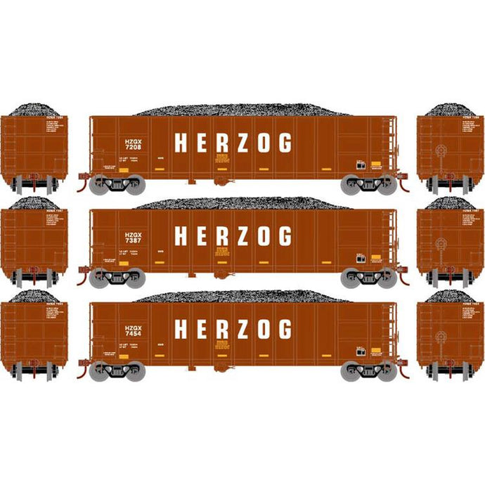 Athearn HO RTR Thrall High Side Gondola/Load,Herzog Brown HZGX #1 (3)