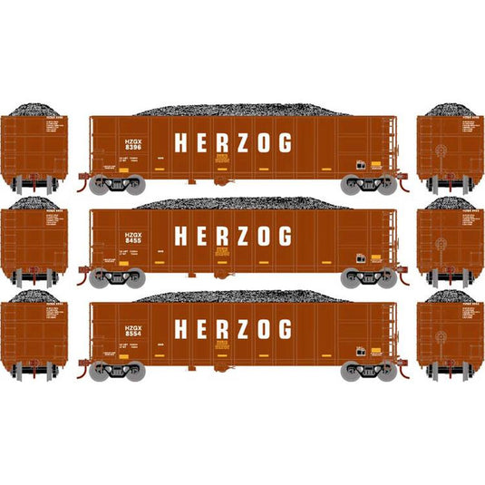 Athearn HO RTR Thrall High Side Gondola/Load,Herzog Brown HZGX #3 (3)