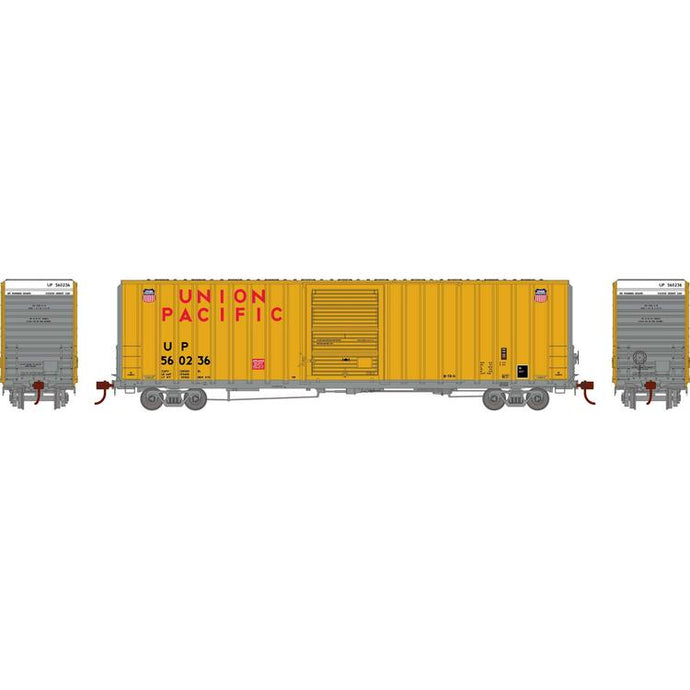 Athearn HO RTR 60' Hi-Cube Ex-Post Box, UP/Yellow #560236