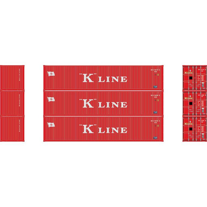 Athearn HO RTR 40' Corrugated Low-Cube Container, K Line # 1(3)