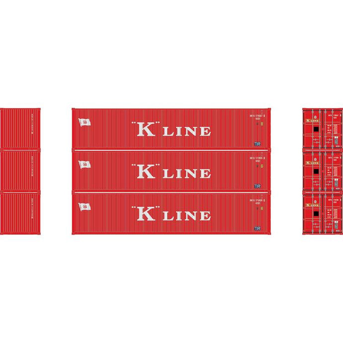 Athearn HO RTR 40' Corrugated Low-Cube Container, K Line #2 (3)