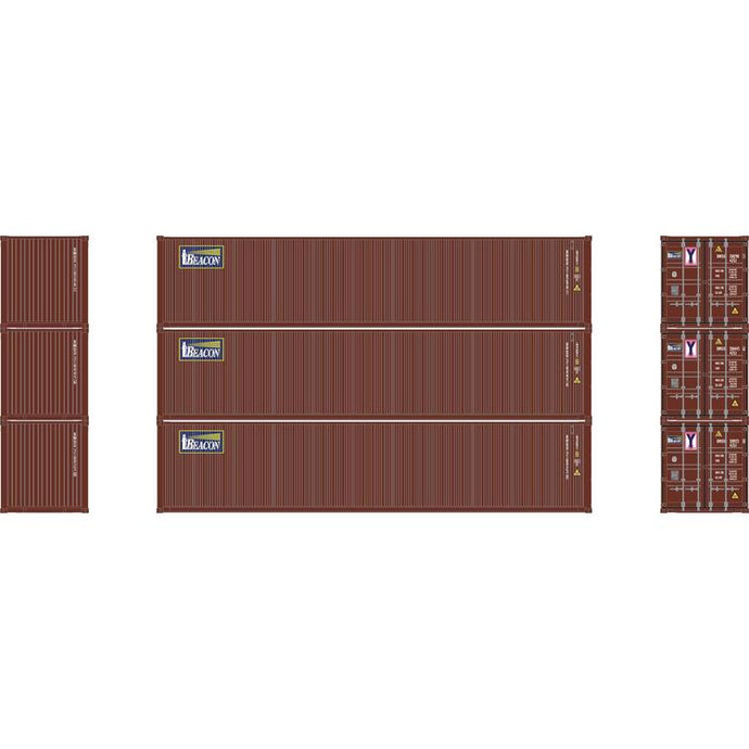 Athearn HO RTR 40' Corrugated Low-Cube Container, Beacon #1 (3)