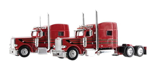 Herpa HO Peterbilt 389 2-Axle Sleeper 2 Pack - Red, Black