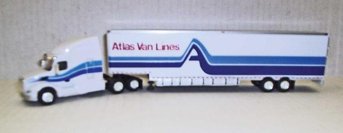 Truck N Stuff HO Peterbilt 579 Sleeper Cab Tractor w/Moving Van Trailer -  Atlas Van Lines (white, blue, red)