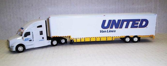 Truck N Stuff HO Kenworth T680 Sleeper Cab Tractor w/Moving Van Trailer -  United Van Lines (white, blue, yellow)