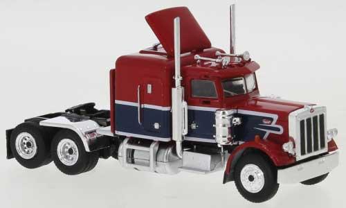 Brekina HO 1973 Peterbilt 359 Sleeper-Cab Tractor - Red / Dark Blue