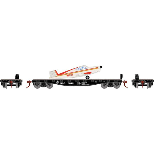 Athearn HO RTR 40' Flat Car with Plane B&O #7012