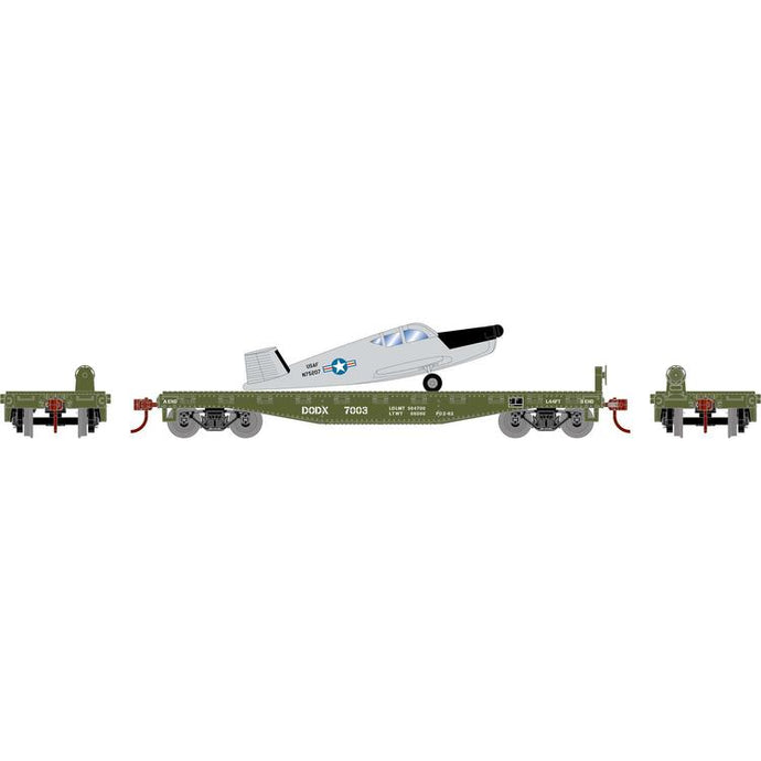 Athearn HO RTR 40' Flat Car with Plane DODX / USAF #7003