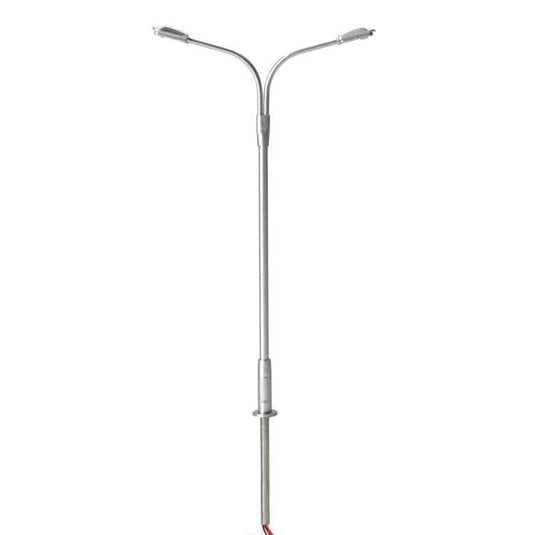 Atlas HO Double-Arm Streetlight 3-Pack - Cool White LED - Silver Post