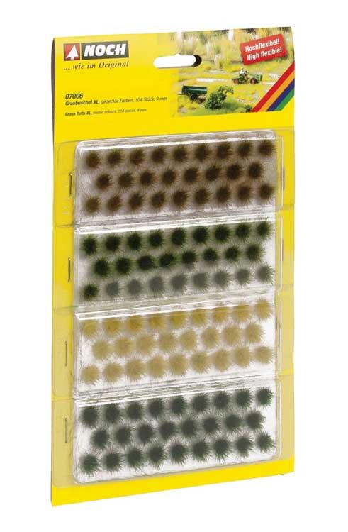 Noch Grass Tufts XL - Dark Green, Medium Green, Brown, Golden Yellow 3/8