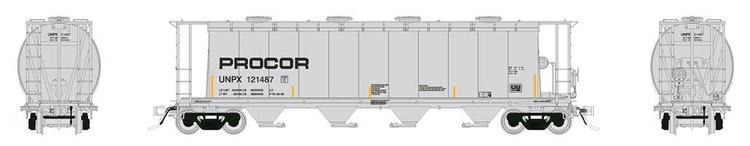 Chargez l&#39;image dans la visionneuse de la galerie, Rapido Trains HO NSC 3800cuft Covered Hopper: UNPX #121423 - Procor Black Logo Scheme
