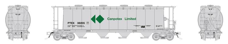 Chargez l&#39;image dans la visionneuse de la galerie, Rapido Trains HO NSC 3800cuft Covered Hopper: PTEX #38211 - Canpotex Grey Scheme
