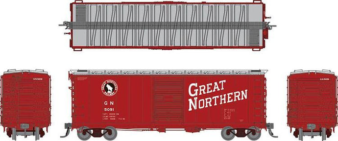 Rapido Trains HO GN 40' Boxcar w/ Late IDNE: Great Northern #5091 - Vermilion w/ lettering