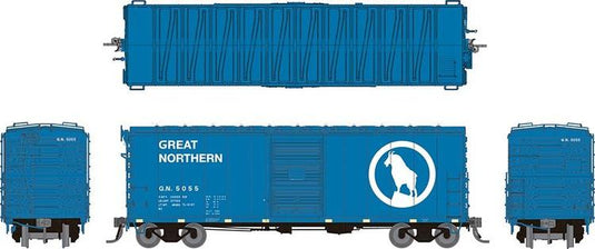 Rapido Trains HO GN 40' Boxcar w/ Late IDNE: Great Northern #5055 - Big Sky Blue