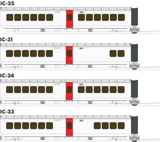 Rapido Trains HO scale United Aircraft Turbo Train 2.0 Canadian National #203-226-251 + IC-34 #261 (4 Mid-train cars set)