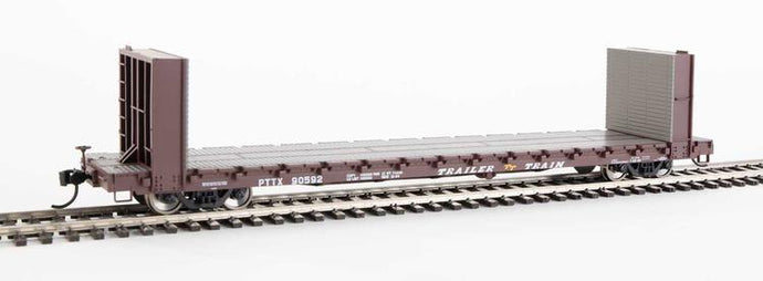 Walthers Mainline HO 60' Pullman-Standard Bulkhead Flatcar (48' IL) - Trailer-Train TTX #90592 (brown)