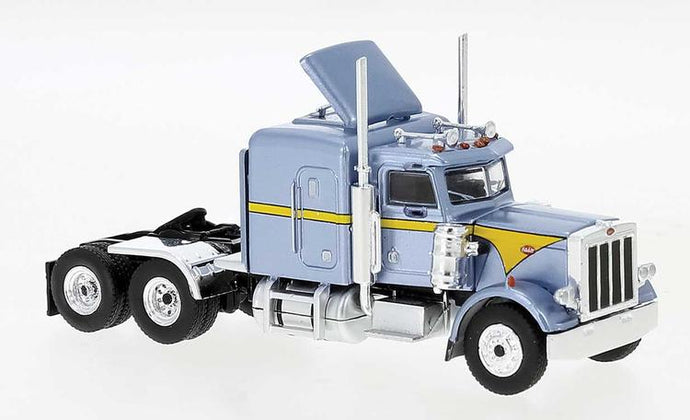 Brekina HO 1973 Peterbilt 359 Sleeper-Cab Tractor - Metallic Blue, Yellow