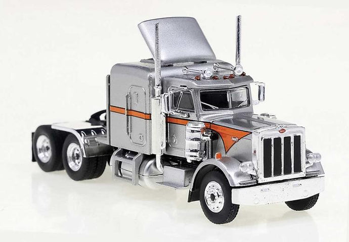 Brekina HO 1973 Peterbilt 359 Sleeper-Cab Tractor - Silver, Orange