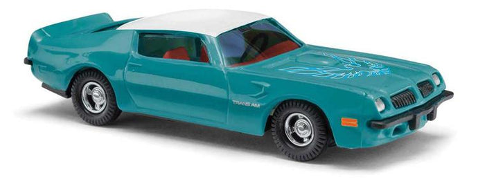 Busch HO 1974 Pontiac Firebird Trans Am - Dark Turquoise, White