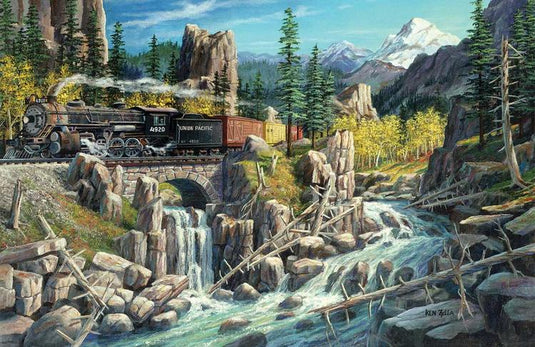 Train Enthusiast Vendors Rails West Jigsaw Puzzle - 1000 Pieces, 19 x 30