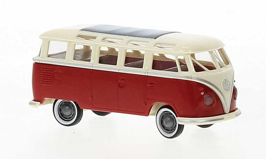 Brekina HO 1960-1963 Volkswagen Samba T1b Passenger Van - Ivory, Red