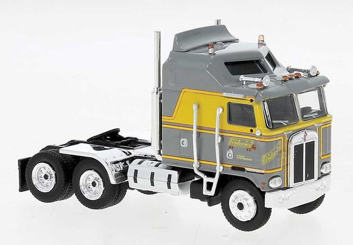 Brekina HO Kenworth K100 Aerodyne Sleeper-Cab Semi - Friderici (gray, yellow)