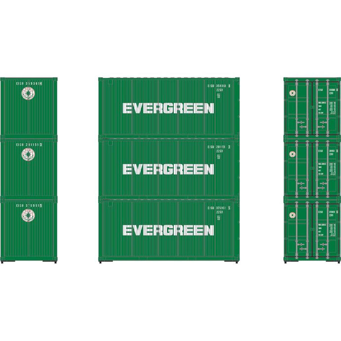 Athearn Ready To Roll HO 20' Corrugated Container, Evergreen / ESIU #1 (3)