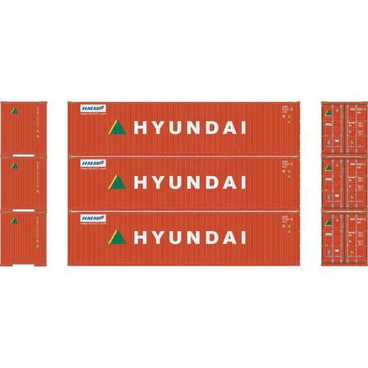 Athearn Ready To Roll HO 40' Corrugated Container, Hyundai (3)