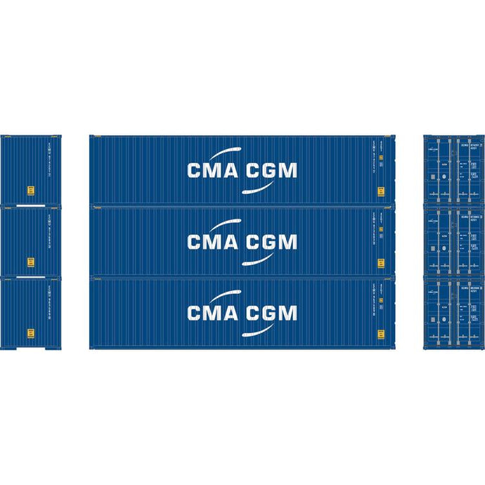 Athearn Ready To Roll HO 40' Corrugated Container, CMA CGM / ECMU  (3)