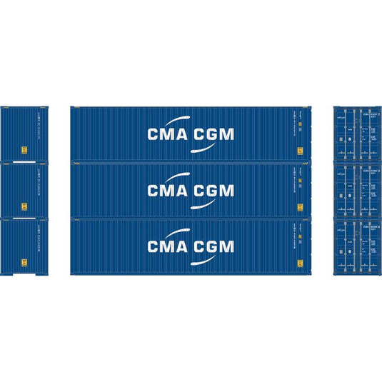 Athearn Ready To Roll HO 40' Corrugated Container, CMA CGM / ECMU  (3)